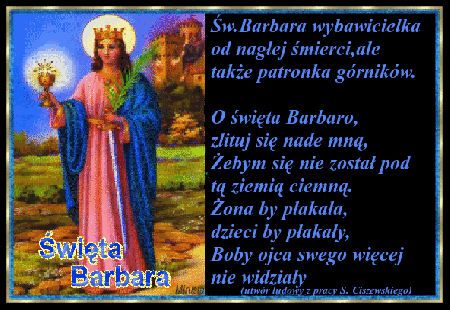 Niebieska brokatowa kartka święta Barbara